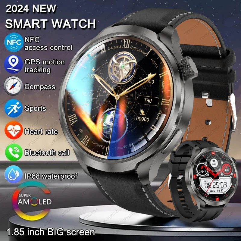 2024 New For HUAWEI Outdoor Sports Smart Watch Men AMOLED Screen NFC GPS Compass Heart rate Waterproof Bluetooth Call SmartWatch