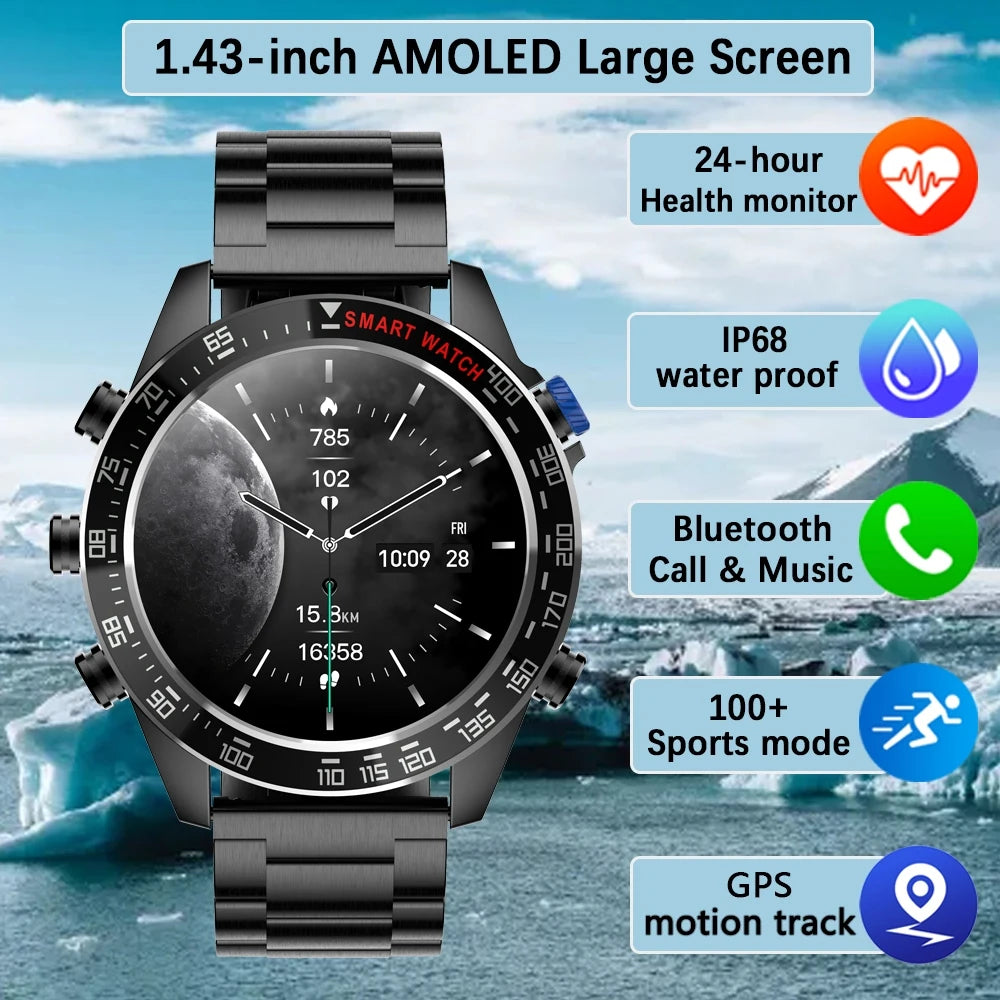 2024 New Men's Smart Watch AMOLED Screen Moment Display Time 400 MAH Ultra Capacity Battery Bluetooth Call Smartwatch Men Women