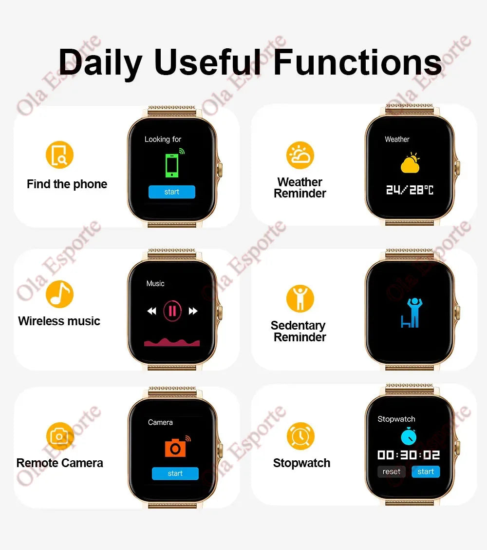 Smart Watch For Men Women Gift 1.44" Screen Full Touch Sports Fitness Watches Bluetooth Calls Digital Smartwatch Wristwatch 2024