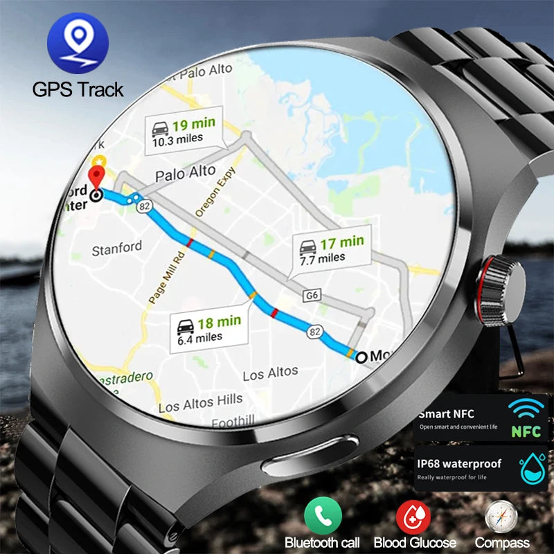 2024 New GPS Track Smart Watch Men 360*360 HD Screen Heart Rate NFC Clock Bluetooth Call High Quality SmartWatch For Android+Box