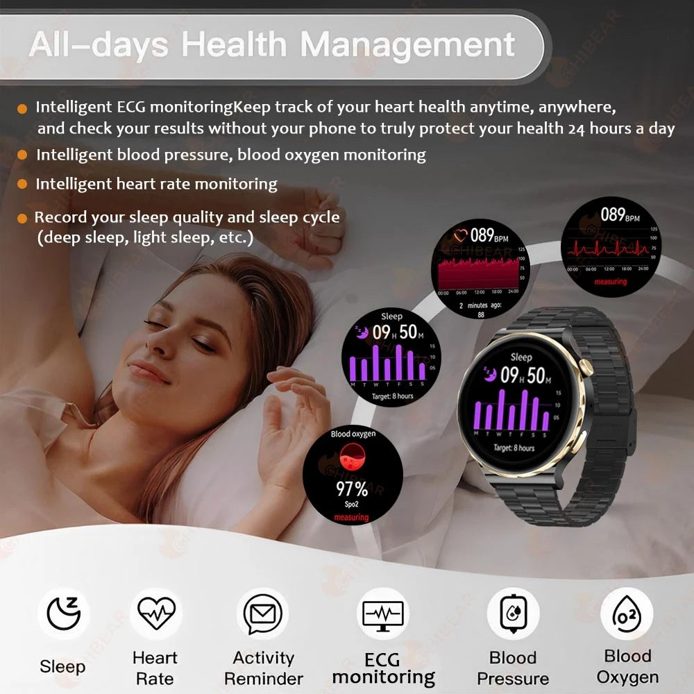 2024 New ECG+PPG Smart Watch Women Full Touch Screen Ladies Watches Health Monitoring HD Voice Call Smartwatch For Android IOS