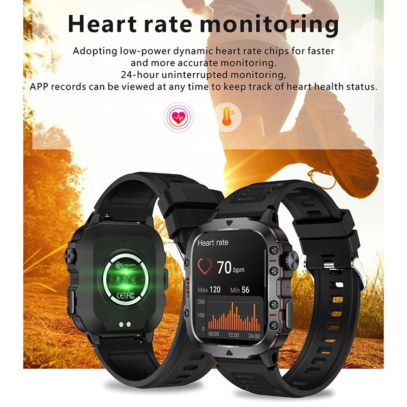 2024 New For Xiaomi Military Smart Watch Men IP68 GPS Outdoor Sports Fitness Tracker Health Monitor 1.96" HD BT Call Smartwatch