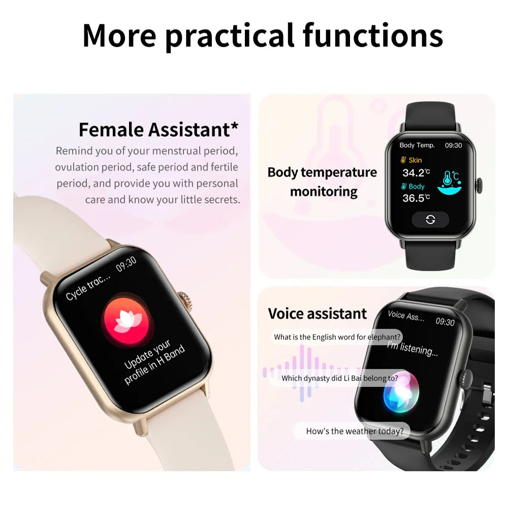 2.01 inch Bluetooth Call Smartwatch Men Support 100+ Sport Fitness Track 2024 New Women Rotary Keys Smart Watch