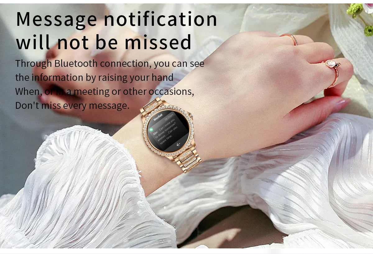 2024 New Gold Luxury Smart Watch Women 1.32Inch HD Screen Sports Custom Dial Heart Rate Voice Call Smart watch For Gift Ladies