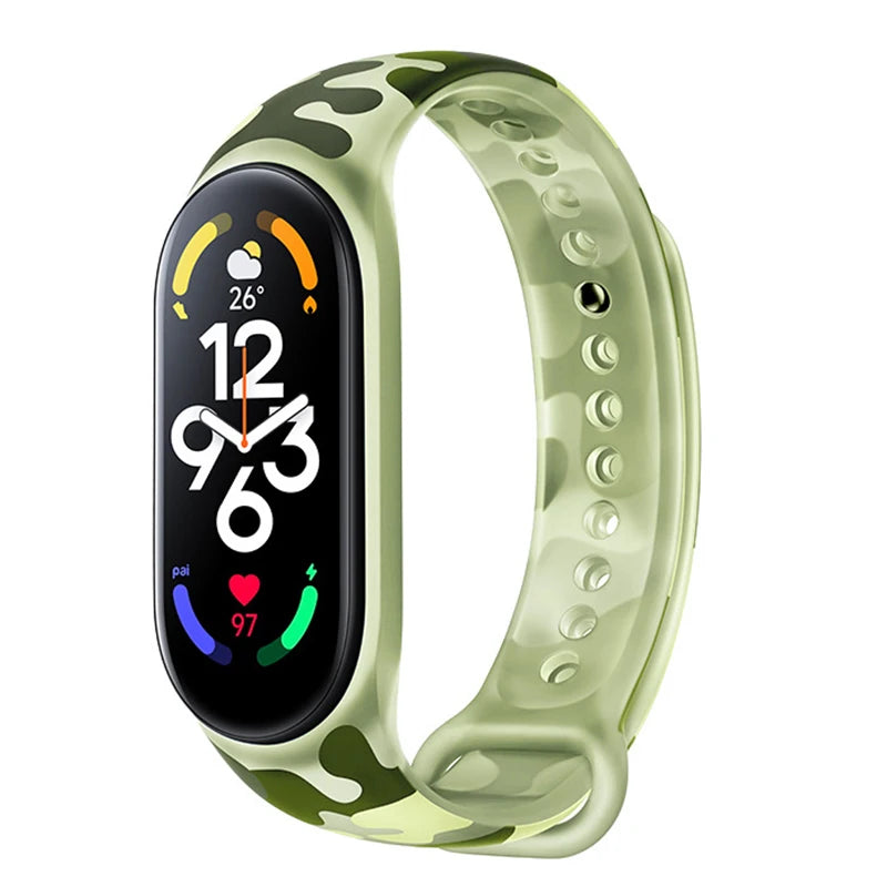 Smart Bracelet For Xiaomi Mi Band 7 Fluorescent Camouflage Wristband Silicone Replaceable Strap For Xiaomi Mi Smart Band 7 6 5