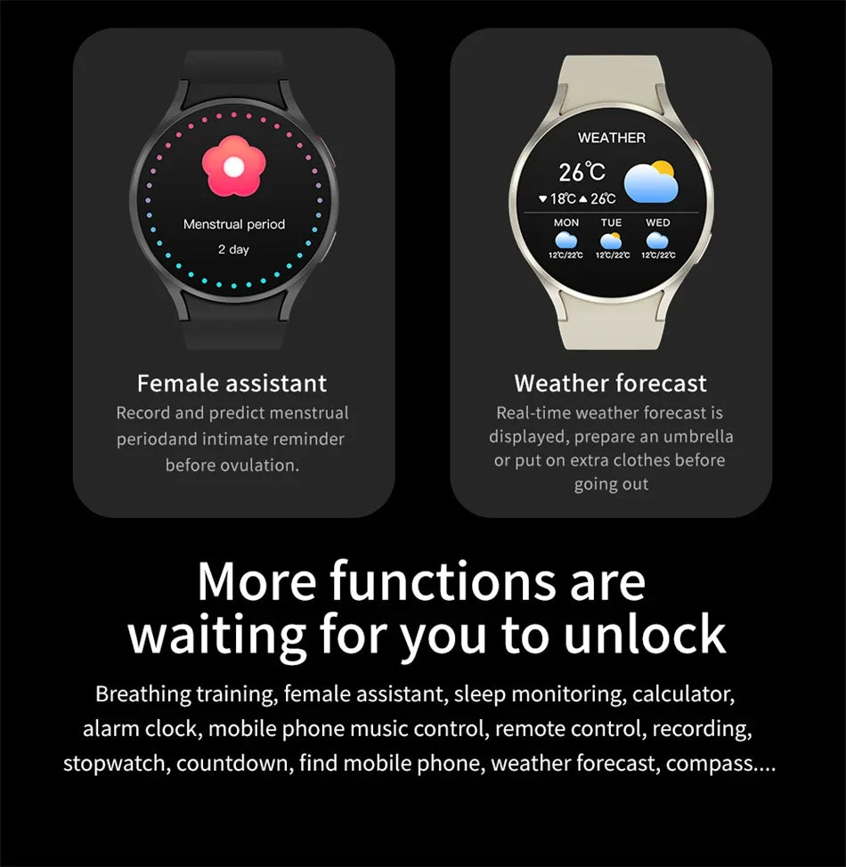 Zordai 2024 New OD6 Smartwatch For Samsung Galaxy Watch 6 Classic Smart Watch Men Women Bluetooth Call AMOLED AI Voice NFC Watch