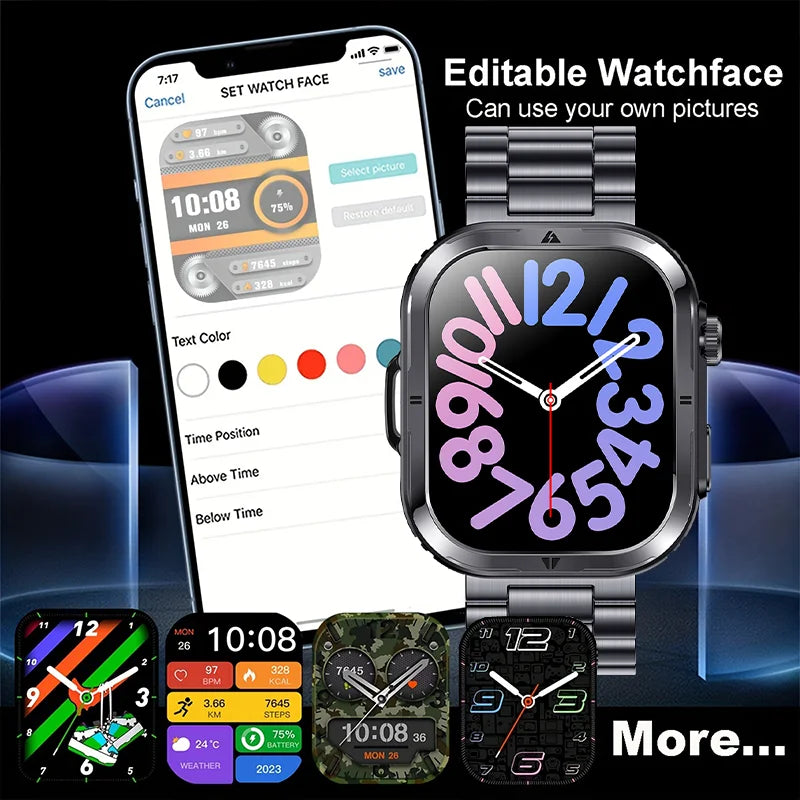 2024 New Outdoor Smart Watch Men 2.01" Screen 3ATM Waterproof Watches Bluetooth Call Ai Voice Sport Smartwatch For Android IOS