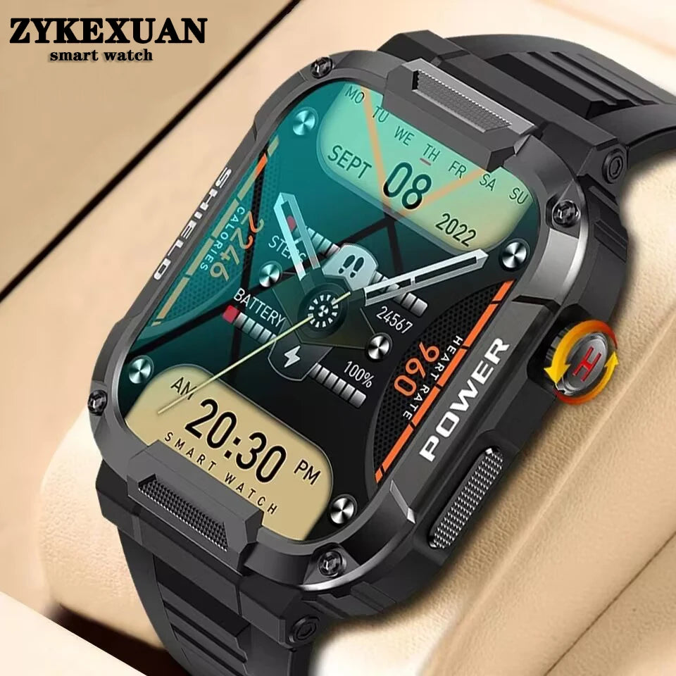 2024 New Outdoor Military Smart Watch Men Bluetooth Call Smartwatch For Android IOS IP68 Waterproof Sports Fitness Smart Watches