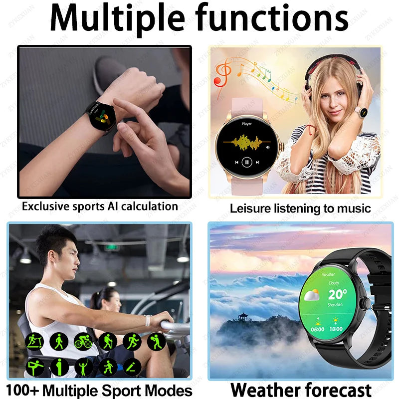 2024 New AMOLED Smart Watch Women 1.43 inch Screen Bluetooth Call Voice Control IP68 Waterproof Fitness Bracelet Smartwatch Men