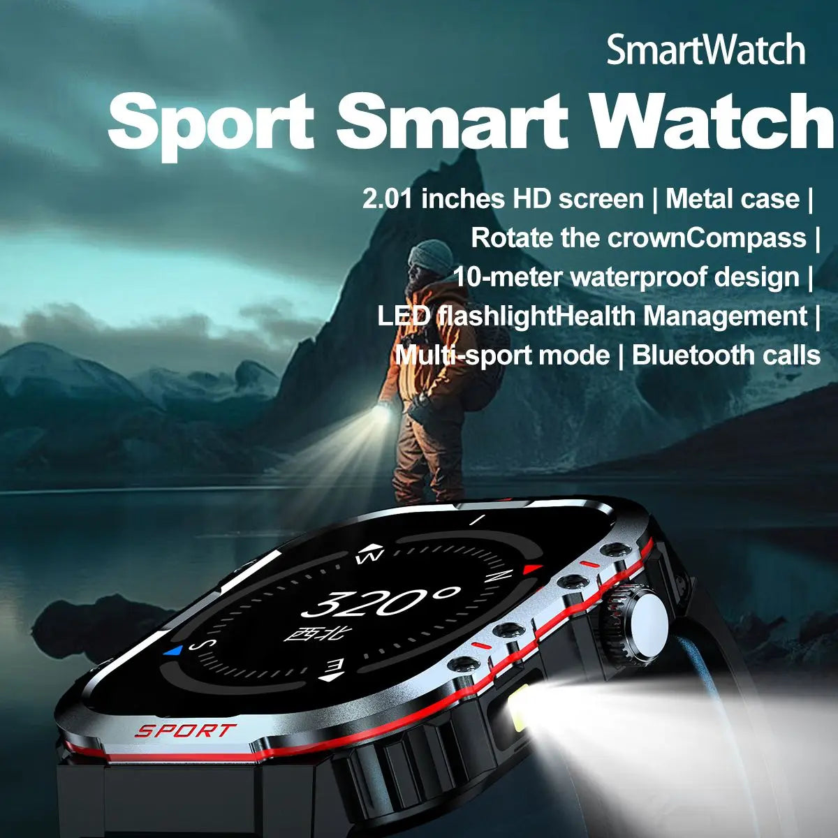 2024 New Fashion Smart Watch Bluetooth Call Compass GPS Track 2.01 Inch HD Large Screen 420mAh Large Batte Men SmartWatch Women