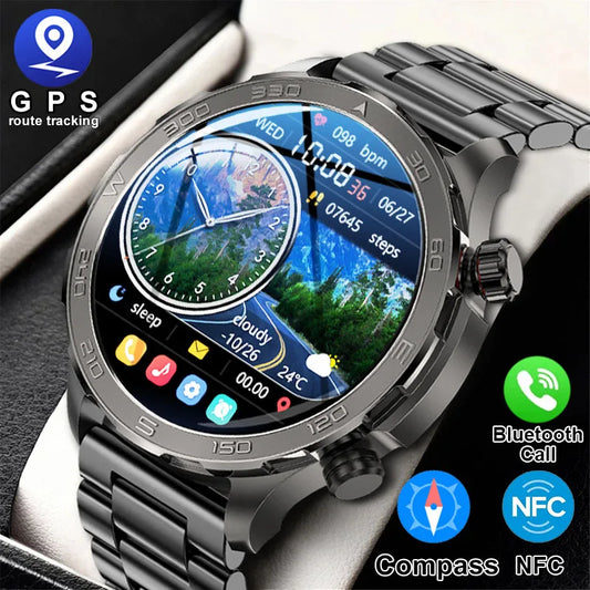 2024 New GPS Men Smart Watch NFC Calling Watch Alititude Pressure Fitness Tracker Heart Rate Monitor Outdoor Sports Smartwatches