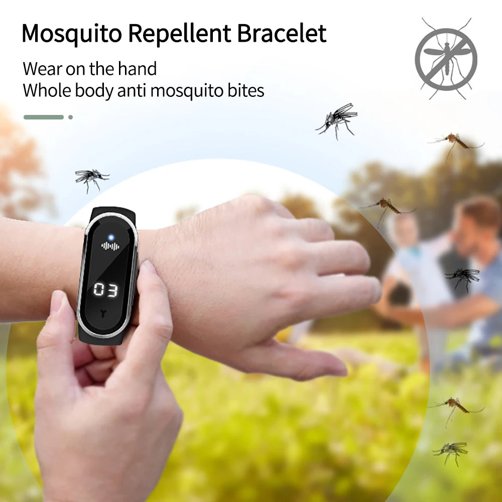 M21 Ultrasonic Anti Mosquitoes Wrist Band Indoor Outdoor Repeller Bracelet Anti Static Electricity Smart Watch Clock