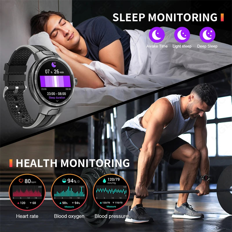 LIGE Smart Watch Men GPS Trajectory Motion Bluetooth Call Watch Men 100+Sports Fitness Tracker Heart Monitor Men Smartwatch 2024