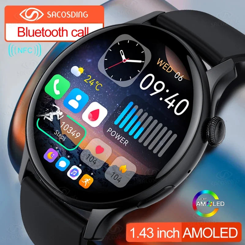 2024 New Smart Watch Women Men Bluetooth Call NFC Always Display Time Heart Rate Sports Health Watches Waterproof Smartwatch Men