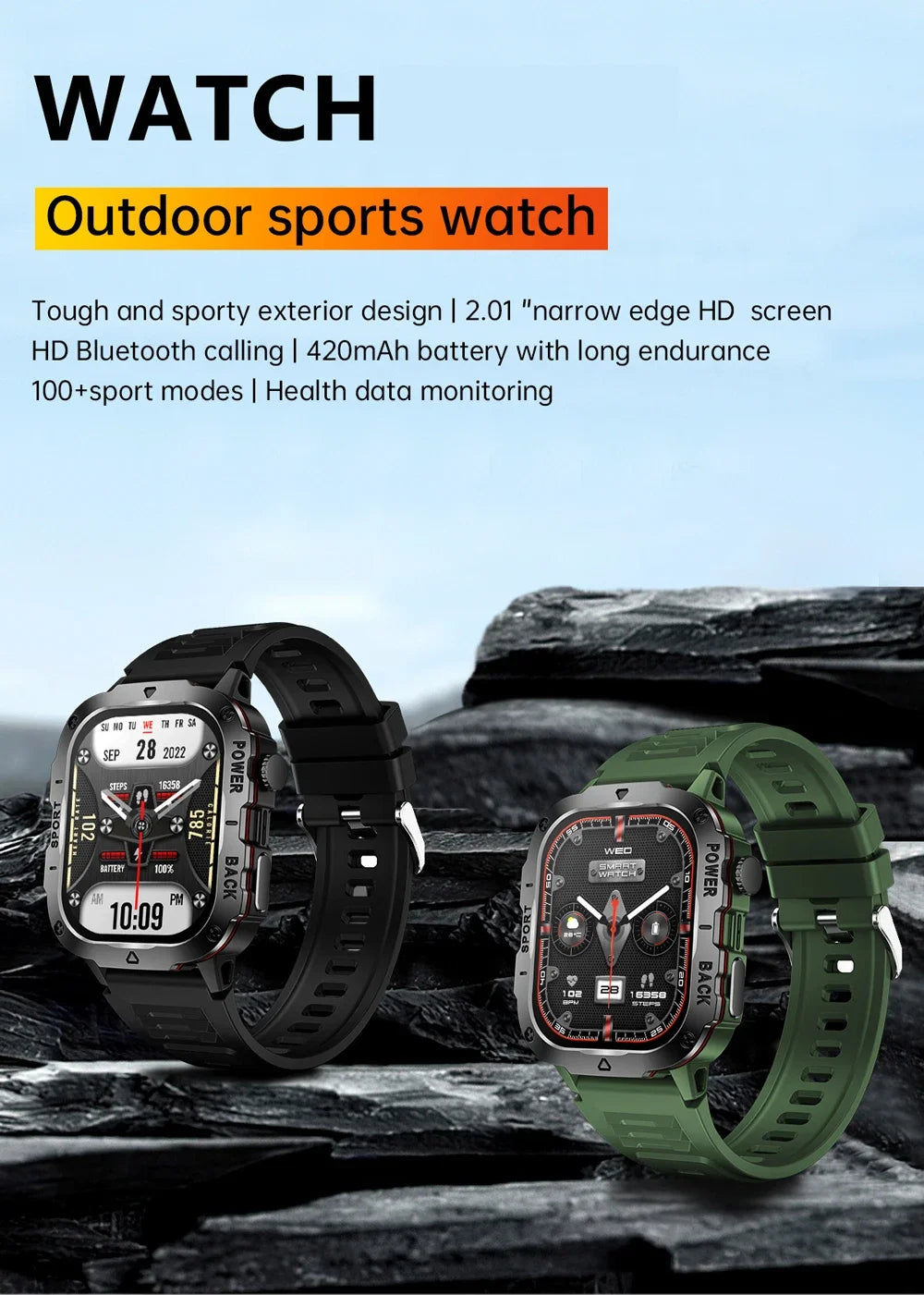 2024 New For Xiaomi Military Smart Watch Men IP68 5ATM Outdoor Sports Fitness Tracker Health Monitor 1.96" BT Call Smartwatch