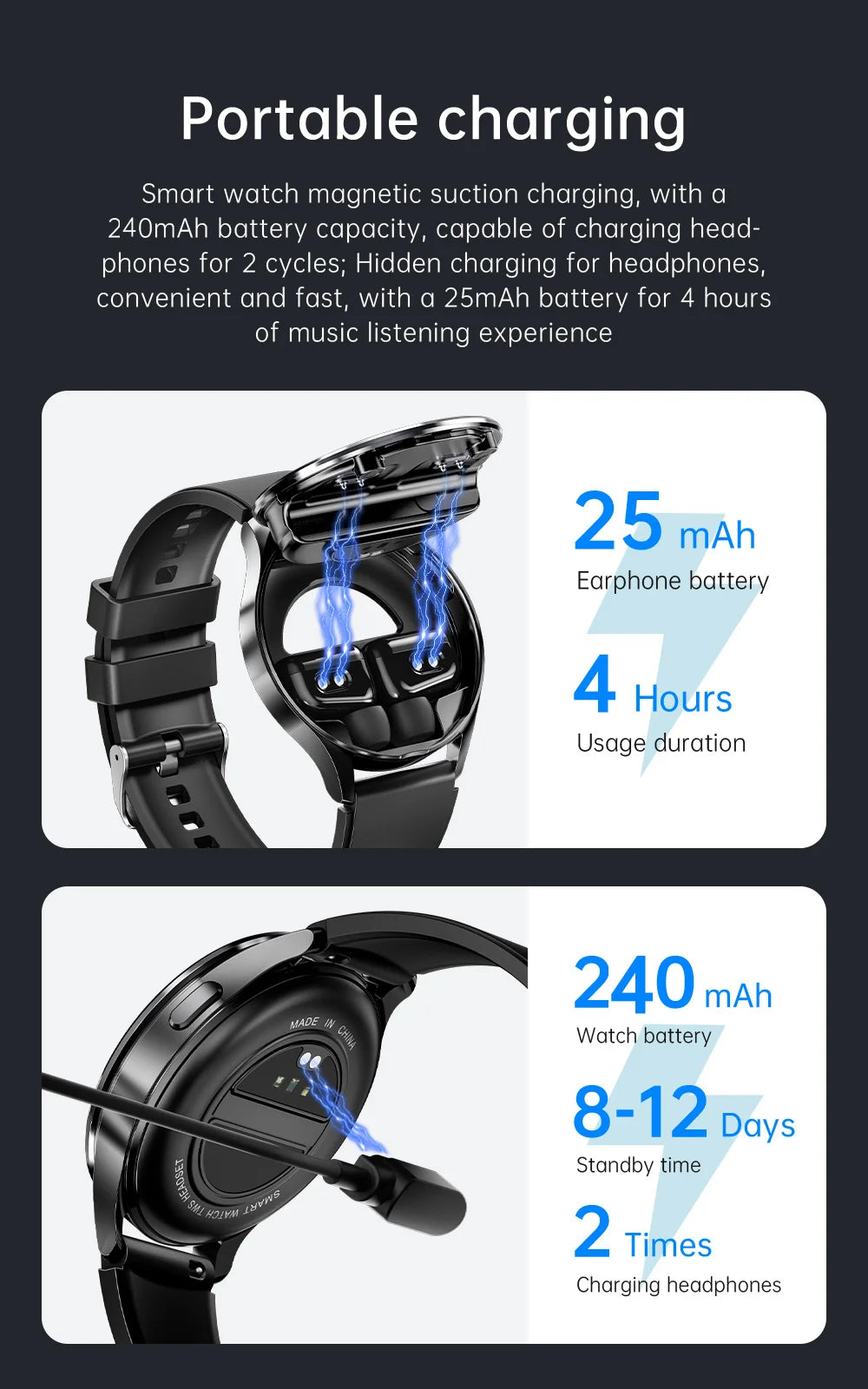 2024 New NFC Smart Watch TWS 2-in-1 Bluetooth Earphones Bluetooth Call Outdoor Sports Track Tracking Men and Women Smartwatches