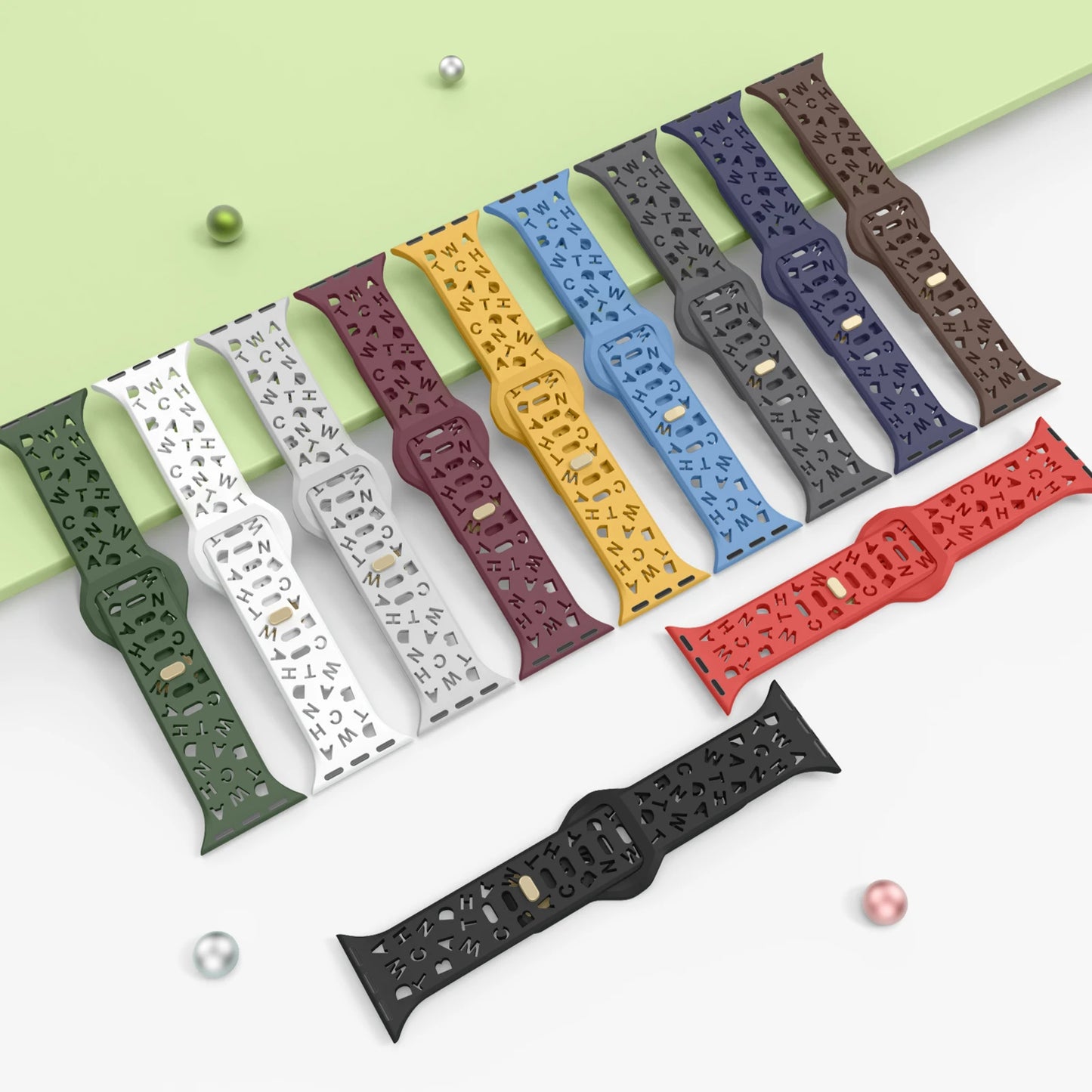 Hollow Alphabet Strap For Apple Watch 49mm 45mm 44mm 41mm 40mm 38mm Silicone Watchband For iWatch Series Ultra 2 9 8 7 6 5 4 3 2