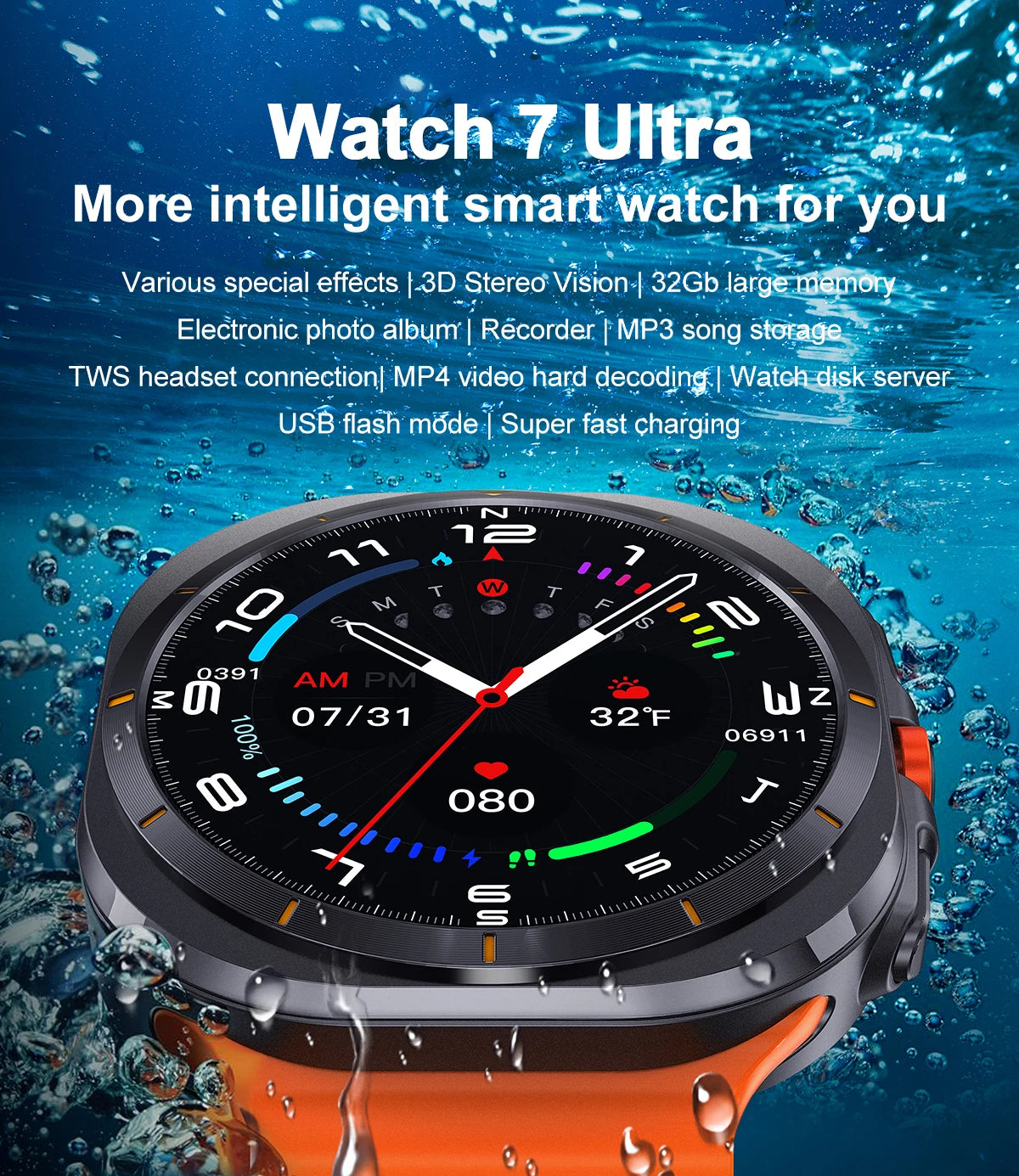 2024 New GPS For Samsung Galaxy Watch 7 Ultra AMOLED Compass Smart Watch Men NFC Bluetooth Call Track Waterproof Men Smartwatch