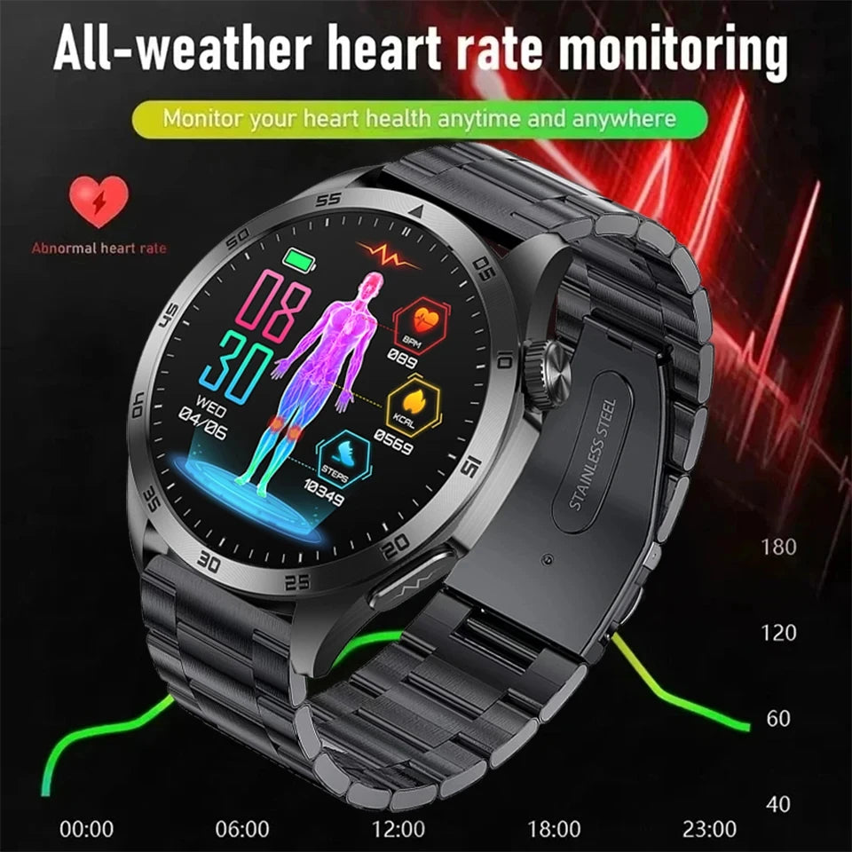 2024 New ECG+HRV Smart Watch 1.43'' AMOLED Blood Pressure Lipid Uric Acid Wristwatch SOS BT Call Temp Clock Men Sport smartwatch