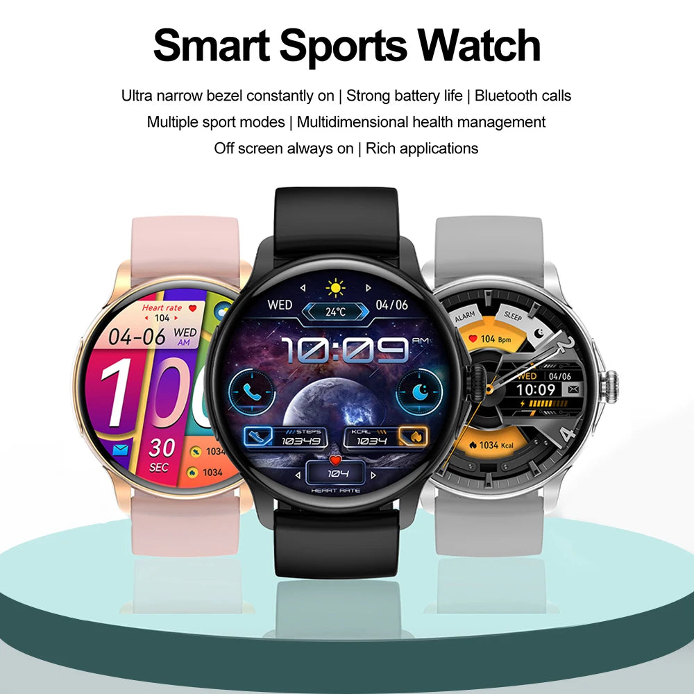 Newest Smart Watch 2024 Round Amloed Smartwatch Men Bluetooth Call Smart Watch Women Fitness NFC Sport Watch for IOS Android