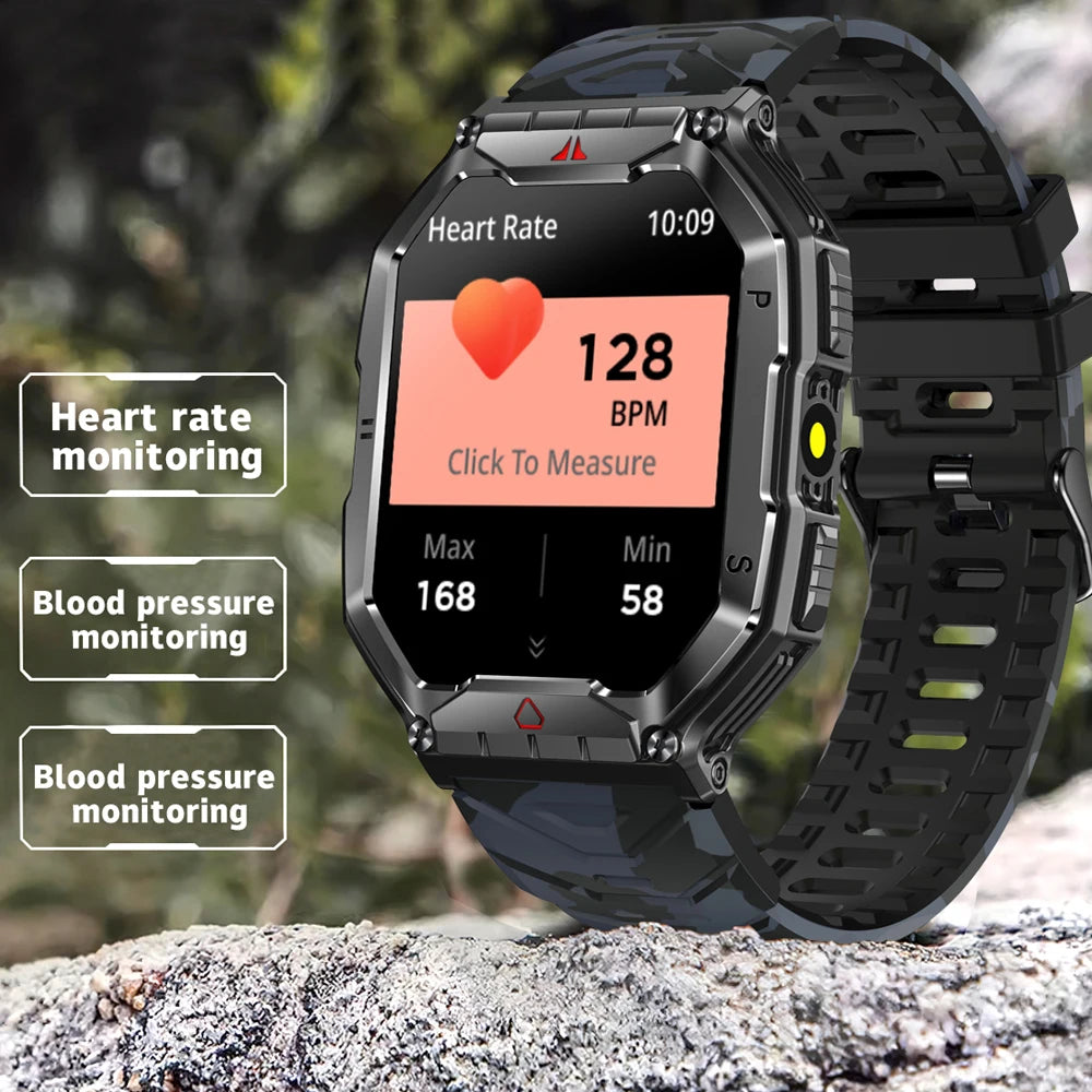 Rugged Military Compass Smart Watch Men AMOLED Screen LED Lighting GPS Sport 650 mAh Battery Bluetooth Call Smartwatch 2024 New