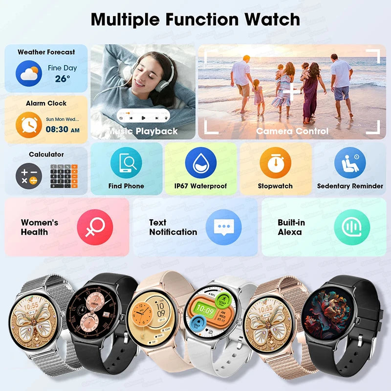 For Xiaomi Huawei 2024 New 1.43 inches Bluetooth Call Smartwatch Women Men AMOLED 466*466 HD Pixel Display Smartwatches Ladies ﻿