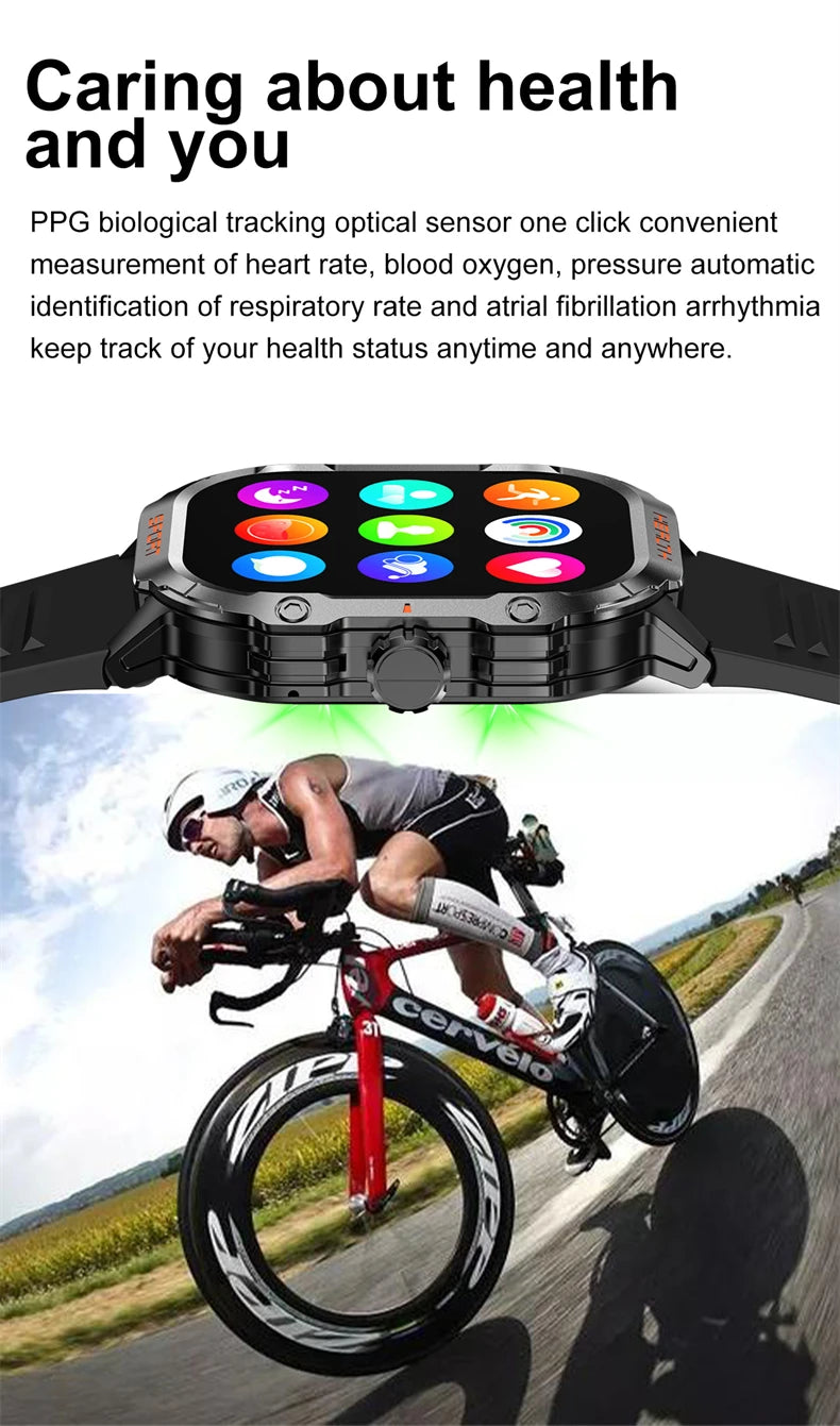 2.01 Inch AMOLED HD Screen Smartwatch Men Sports Fitness Health Monitoring IP68 Waterproof Bluetooth Call Smart Watch 2024 New