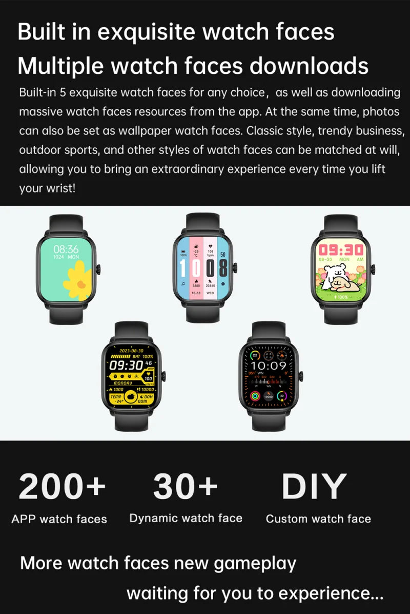 2024 Man Smartwatch 2 Inch Large Screen Fashion Bluetooth Call Music Heart Rate Blood Oxygen Blood Pressure Sports Smart Watches