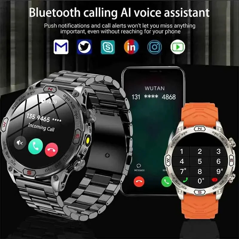 2024 New Rugged Military GPS Men Smart Watch AMOLED HD Screen Heart Rate Bluetooth Call Waterproof Outdoor SmartWatch For Xiaomi