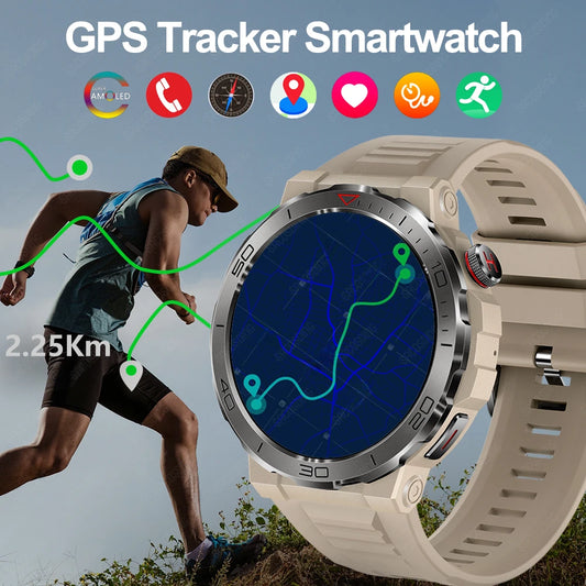 SACOSDING 1.43 Amoled GPS Smart watches for men Bluetooth call Compass 2024 Sports Smartwatch For Android IOS Fitness Tracker