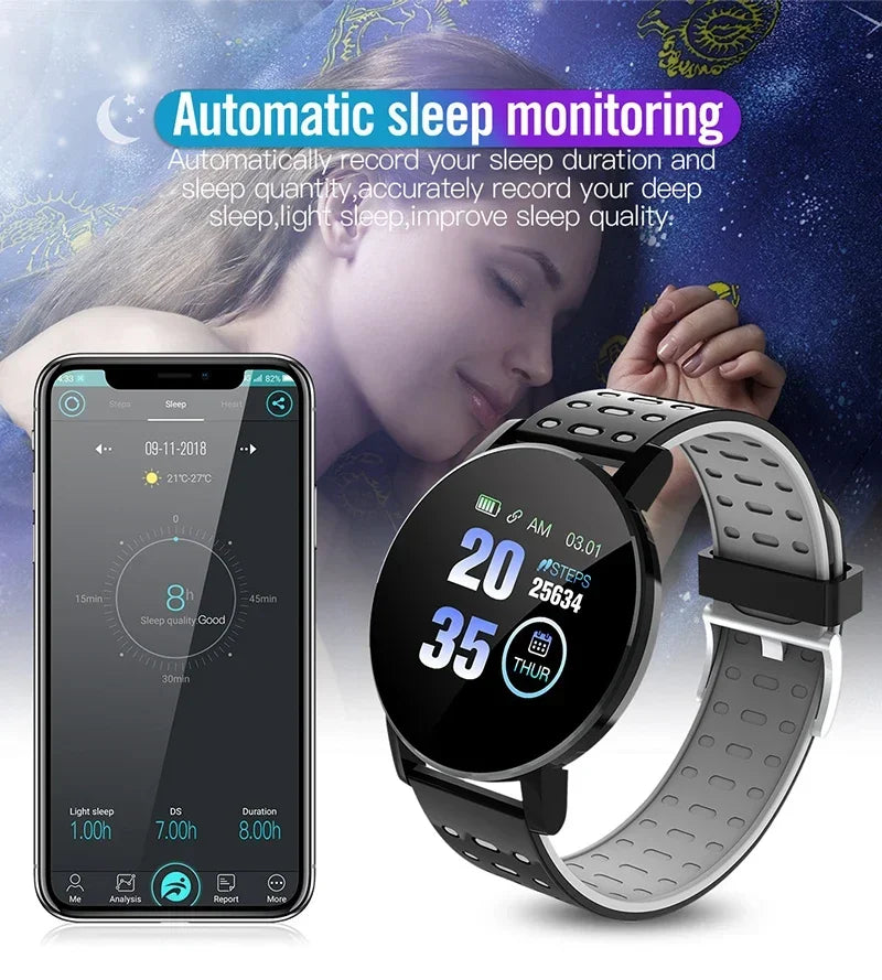 119 Smart Watch Men Women Heart Rate Blood Pressure Monitoring Bluetooth Smartwatch Fitness Tracker Watch Sport For Android IOS