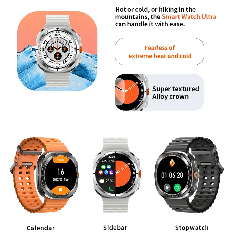 2024 AMOLED Ultra Smartwatch Men Health Monitoring Compass Sports Long battery life Bluetooth Call Woman Smart Watch For Samsung