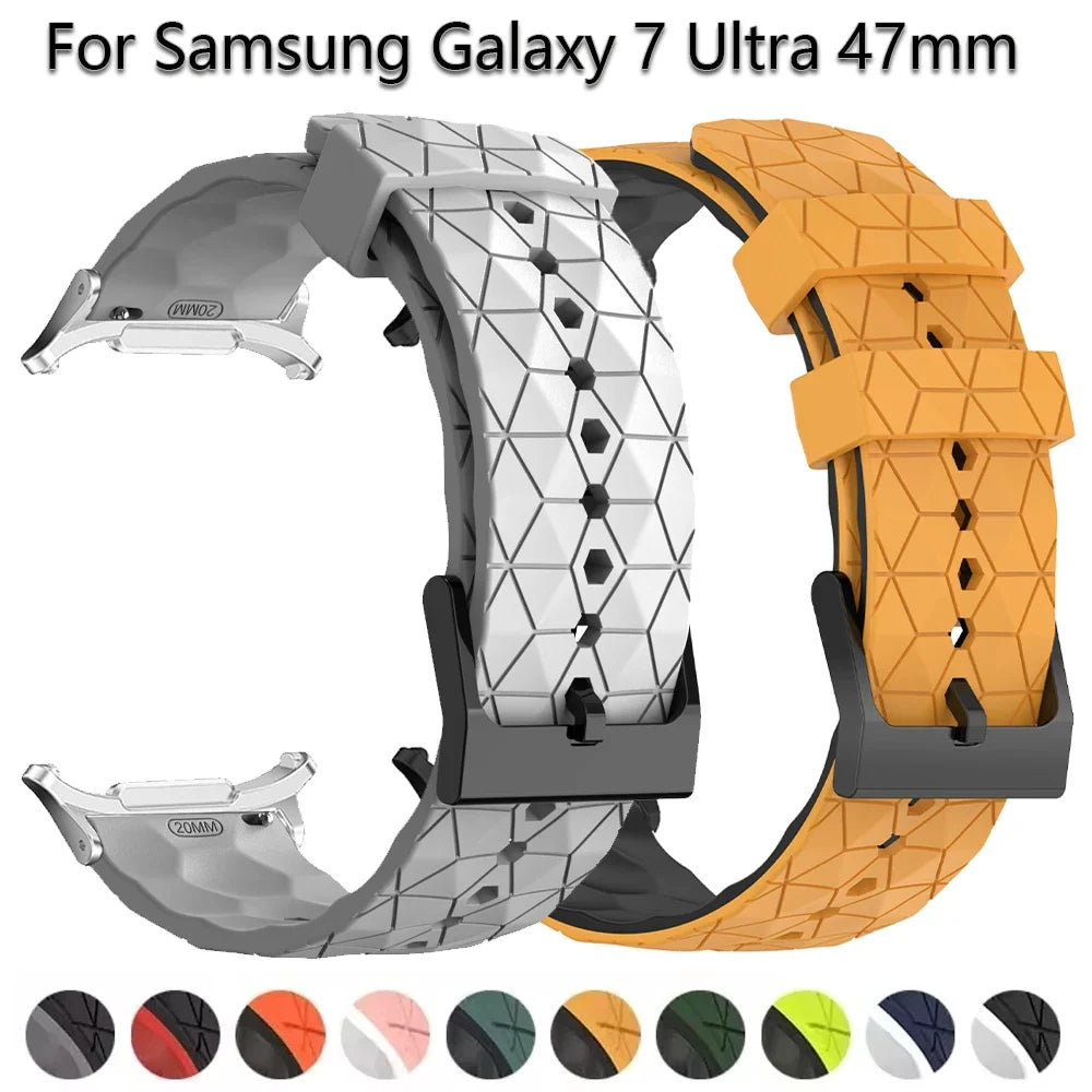 Sports Silicone Strap for Samsung Galaxy Watch 7 Ultra 47mm Soccer Print Watchband Bracelet for Galaxy Watch 7 Ultra Wristband