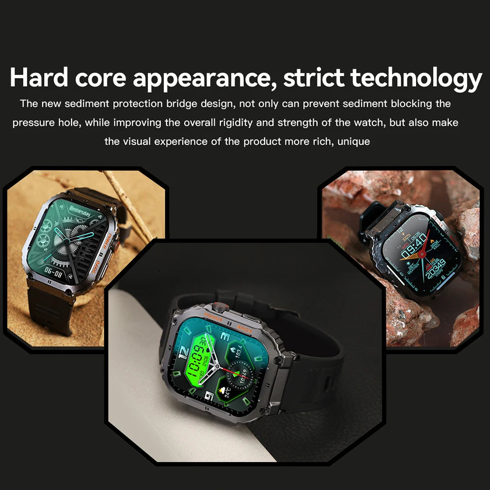 2024 Men Smart Watch 400mAh Bluetooth Call Heart Rate Monitor Message Reminder Smartwatch Outdoor Sport Modes Fitness Tracker