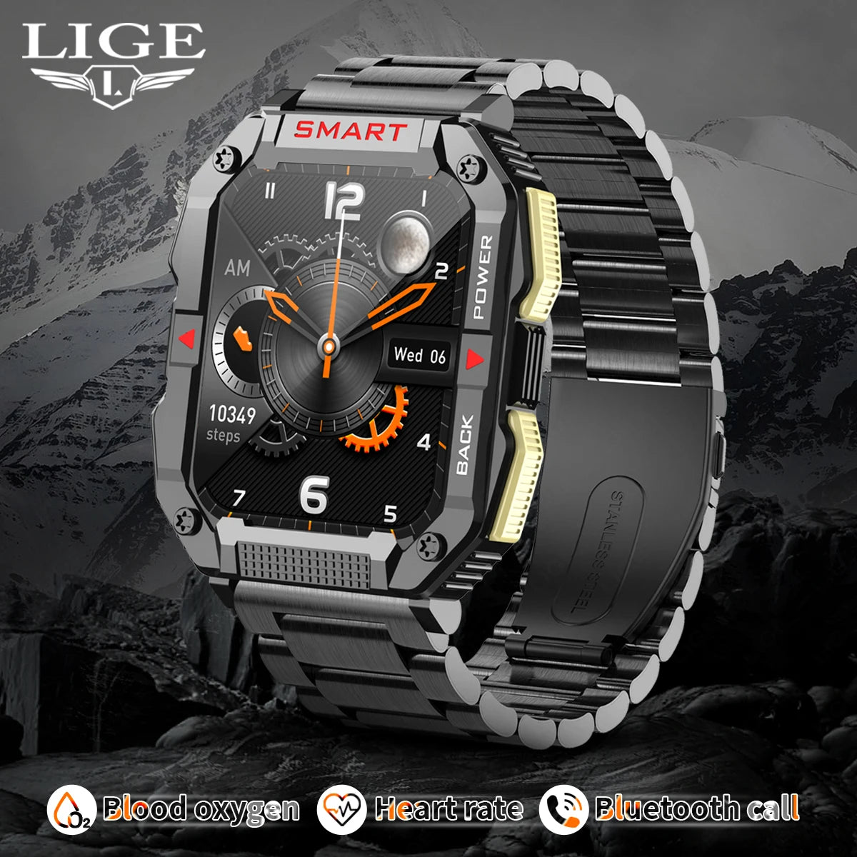 LIGE 2024 Men Smartwatch 1.83'' HD Screen Watches Outdoor Sport Bluetooth Call Fitness Watch for Android,iOS Black Wristwatch